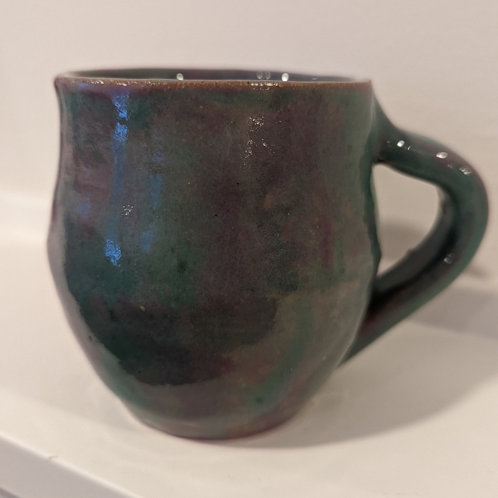 Handcrafted Ceramic Mug - Green and Purple